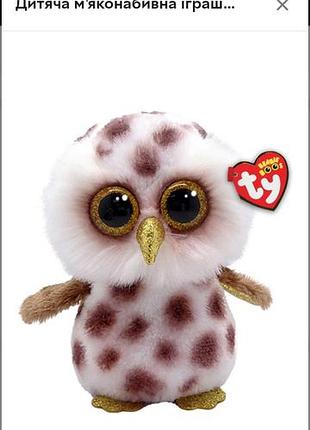Продам оригінальну м'яку іграшку ty beanie boos — сова вулі (whoolie the owl), 15 см