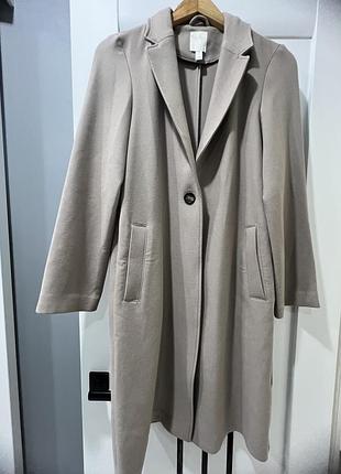 Жіноче довге пальто h&m бежеве однобортне
