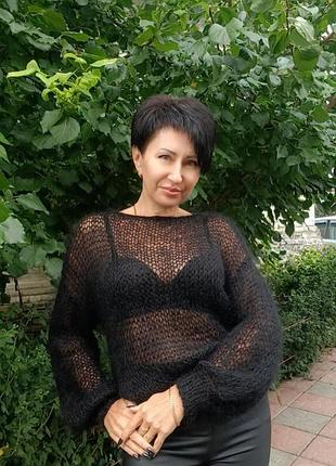 Мохерный свитер "облачко" паутинка
