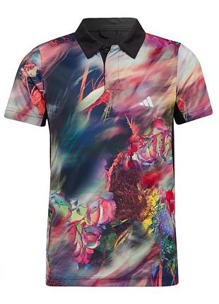 Дитяча тенісна футболка поло adidas melbourne tennis polo hr4280 із кольоровим абстрактним принтом та чорним коміром