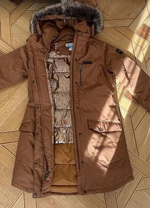 Длинная женская куртка м suttle mountain long insulated camel brown omni-heat удлиненная капюшон