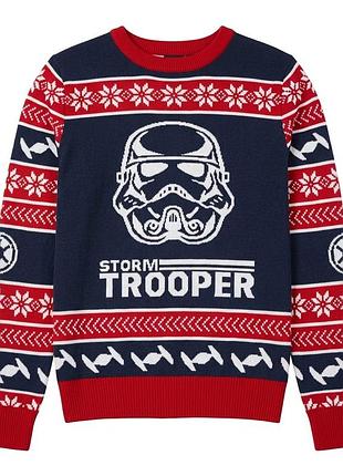 Мужской свитшот новогодний с принтом star wars storm trooper