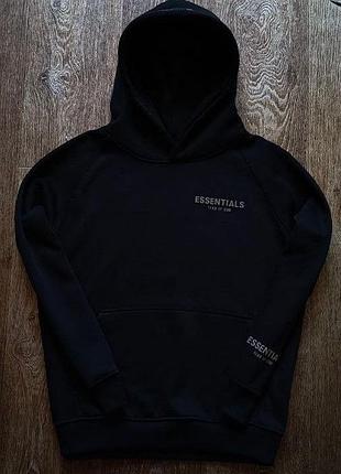 Чёрное мужское худи fear of god essentials размер s-m