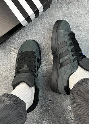 Кросівки adidas campus сірі замшеві з хутром