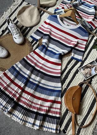 Сукня міді в рубчик tommy hilfiger оригінал томмі хілфігер в смужку приталена м