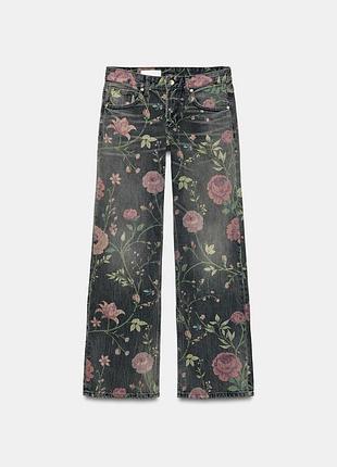 Джинсы trf loose fit с низкой посадкой и цветы