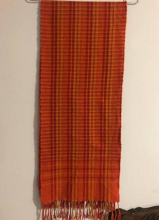 Мериносовый теплый шарф в клетку don gil (100% merino wool, шерсть мериноса, 33х157 см)