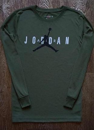 Зелёный мужской лонгслив air jordan размер s