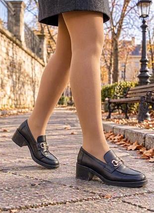Черные женские туфли h&amp;m, массивные деми лоферы на узкую ногу, весна осень, р. 37