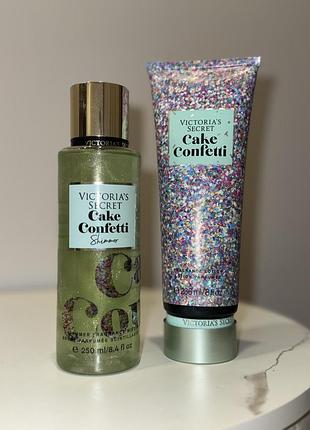 Victoria’s secret парфумований набір лосьйон для тіла+спрей з шимером  ✨ cale confetti✨вікторія сікрет
