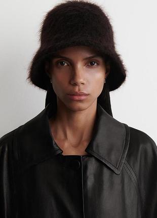 Жіноча пухнаста мохерова панама cos mohair bucket hat brown, розмір m/l