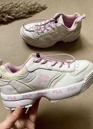 Кросівки дитячі для дівчинки fila ray repeat 33 розмір устілка 21,5 см | білі на платформі