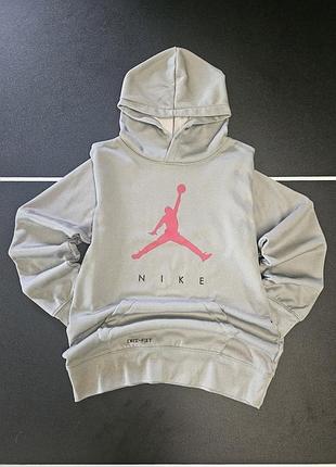 Худі nike jordan jumpman dri-fit сіре з рожевим логотипом