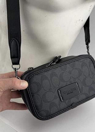 Коач сумка чоловіча через плече coach чорна барсетка мужская коуч месенджер кросбоді шкіра