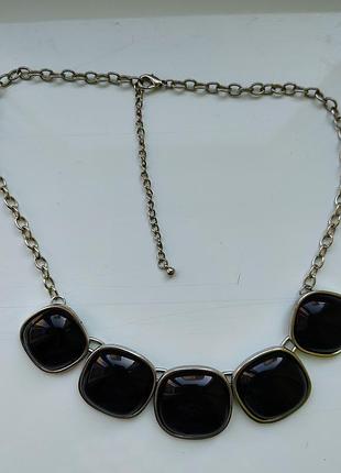 Ефектне вінтажне кольє-чокер / чорні кабошони / statement jewelry