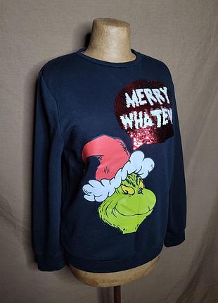 Женский черный свитшот с принтом гренч grinch, кофта primark