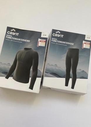 Чоловічий термокомплект crivit німецька чоловіча термобілизна, зональна термокофта термоштани лонгслів легінси для лиж та спорту чорний синій