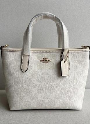 Жіноча сумка coach city 15 mini tote коач міні сумочка через плече женская сумка коач коуч крос боди белая