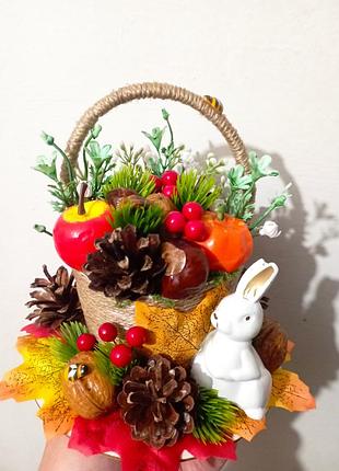 Осенняя композиция, осенний декор для дома, поделка осенняя в школу и садик, осенняя декоративная корзина