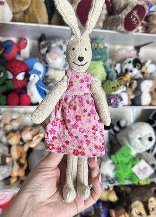 М'яка іграшка кролик jellycat бежевий у рожевій сукні