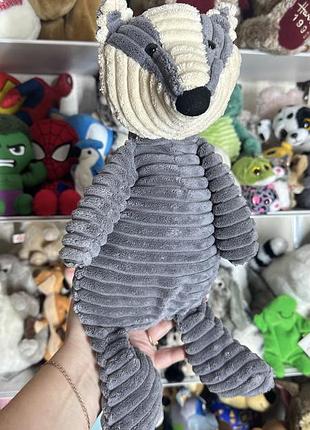 М'яка іграшка jellycat борсук сіро-білий