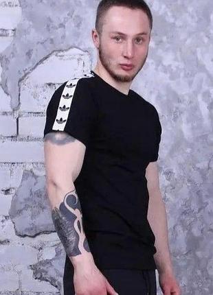 Черная мужская футболка спортивная adidas s-xl