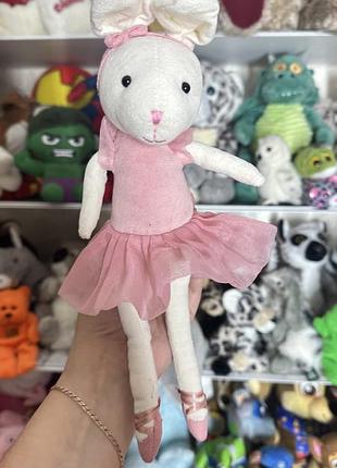 М'яка іграшка для дівчинки jellycat кролик-балерина біло-рожева
