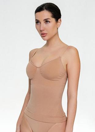 Бесшовная майка с легкой коррекцией cami shapewear nude (бежевый) l/xl