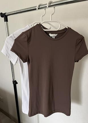 Набір базових футболок h&m біла та коричнева