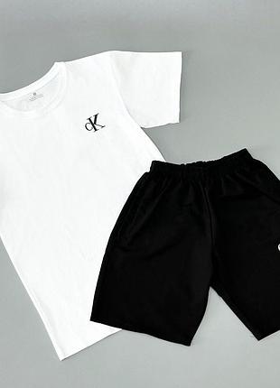 Комплект літо calvin klein біла футболка + шорти s-xxl