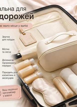 Белая женская косметичка and xl-1010 для путешествий, вместительный органайзер из экокожи на молнии с 7 отделениями