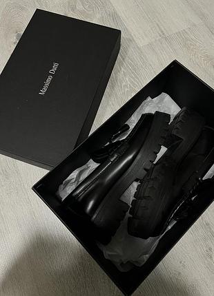 Лофери жіночі massimo dutti шкіряні чорні на платформі