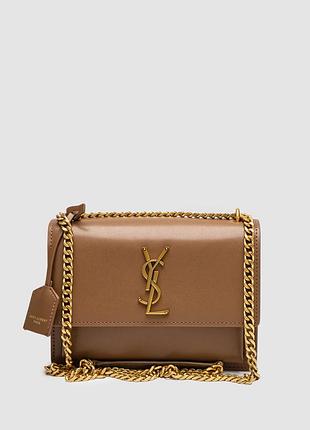💎 saint laurent medium sunset in smooth leather brown/gold 22 x 16 x 7 см