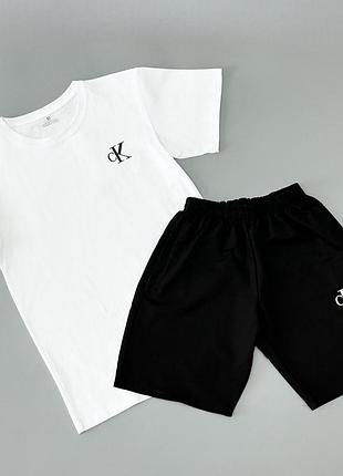 Літній комплект calvin klein білий футболкою шорти s-xxl