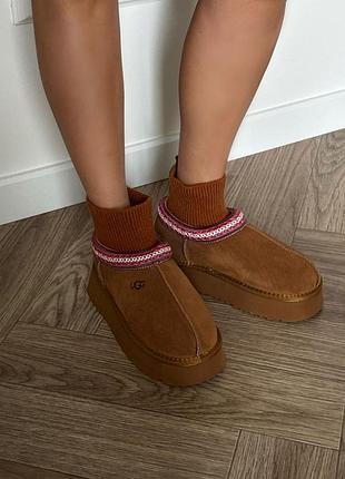 Уггі ugg tazz knit коричневі на платформі