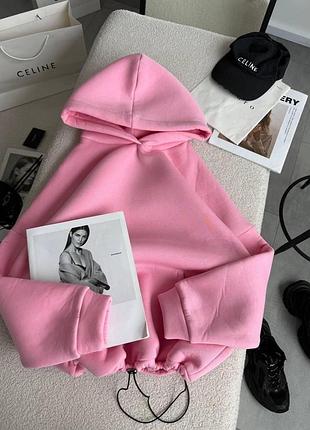 Тепле худі на флісі ao731 рожеве oversize s-l
