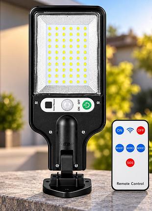 Уличный светодиодный светильник на солнечной батарее 60 led / прожектор 10 вт с датчиком движения ду ip67+пульт