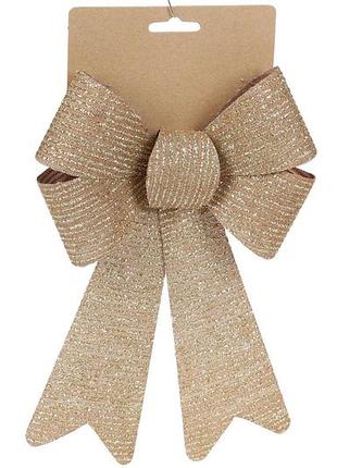 Бант декоративний 16*25см, колір - коричневий із золотом.
