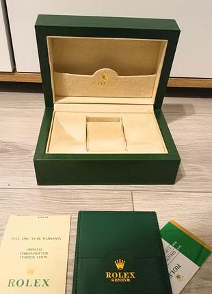 Коробка rolex прямокутна темно-зелена зі світло-бежевою оббивкою