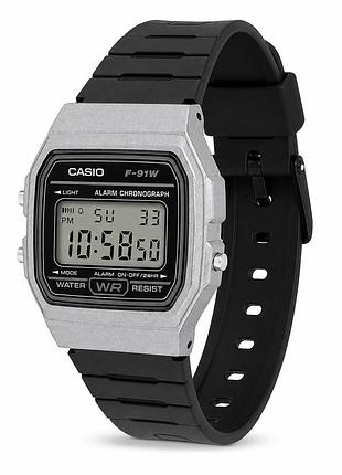 Мужские часы casio f-91wm-1b — электронная классика с календарем и секундомером
