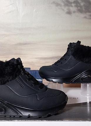 Зимние женские/детские водонепроницаемые ботинки skechers (артикул sn 310337l bbk) (waterproof), размер 28, длина стельки 17.5 см