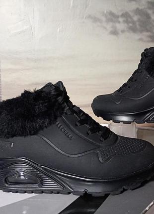 Зимові жіночі/дитячі водонепроникні черевики skechers (артикул sn 310337l bbk) (waterproof), розмір 28, довжина устілки 17.5 см