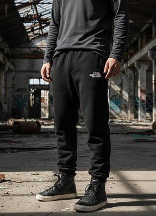 Теплые брюки из флиса the north face черные зима s-xxl