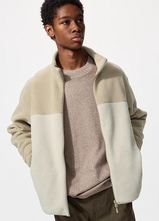 Фліска флісова куртка uniqlo fleece full-zip jacket (colour block)