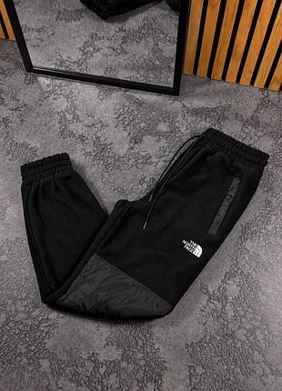Зимние черные флисовые брюки the north face с плащевкой s-xxl