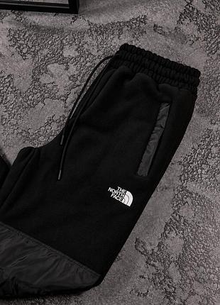 Флисовые брюки the north face черные зима с плащевкой s-xxl
