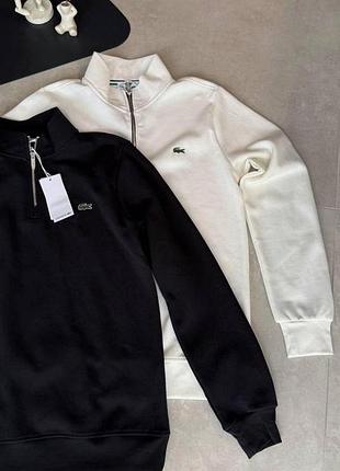 Свитшот lacoste мужской полузамок черный s-xxl