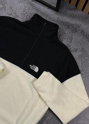 Теплий флісовий анорак the north face чорно-білий s-xxl