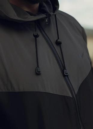 Демисезонная куртка windrunner president серо-черная размеры s-3xl