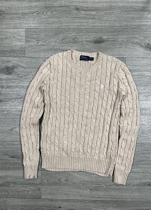 Женский свитер polo ralph lauren оригинал косичка бежевый джемпер xs